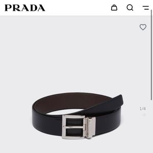 Prada Men’s Saffiano Leather Reversible Belt Black/Coffee Brown Size 100